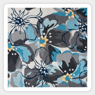 Modern Large Floral Gray-Blue Sticker